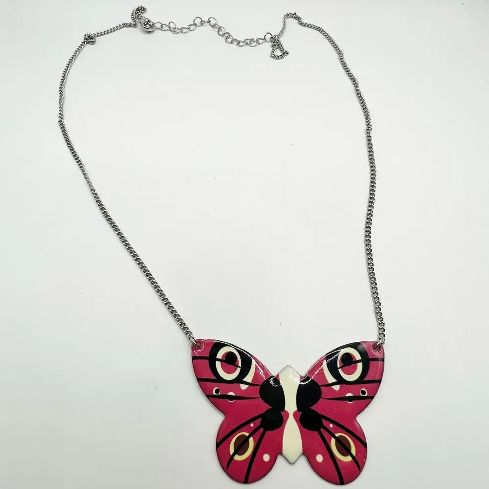 Butterfly Oversized Pink Necklace Boho Bohemian Casual Jewelry